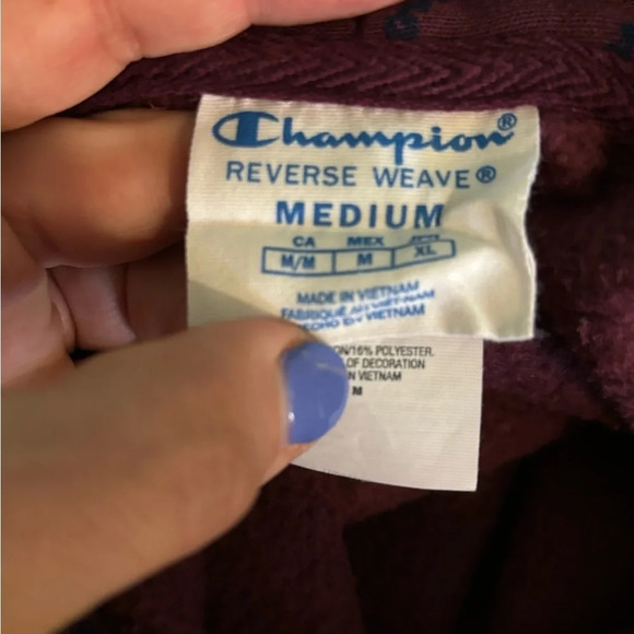 Vintage 90s Champion All over Logo Reverse Weave Hoodie Sz Med Labels attached - Picture 5 of 8